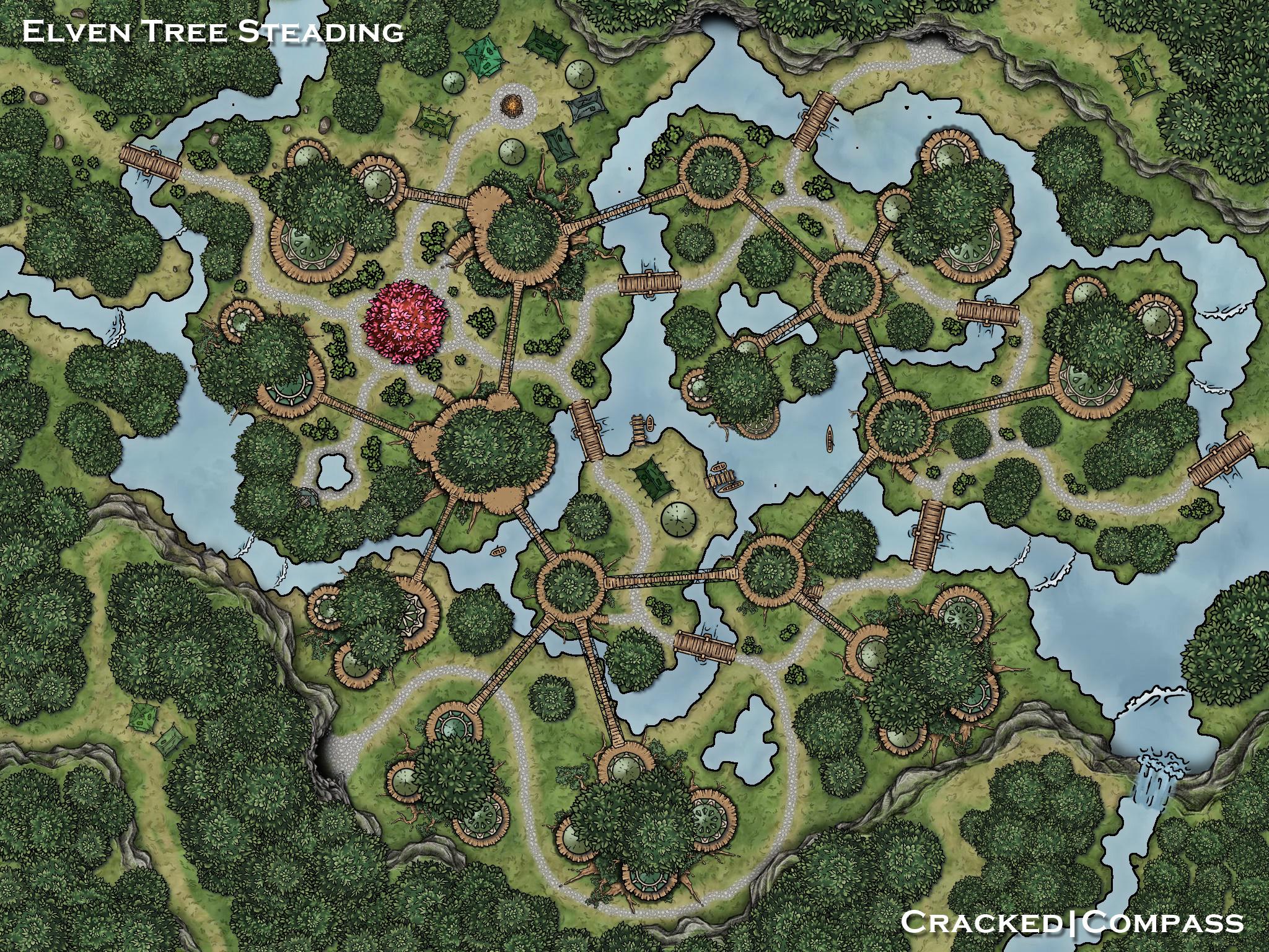 Orman bölgesi haritası, yoğun ağaçlar ve gizli yollar